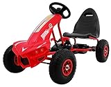 Champion Pedal-Gokart für Kinder ab 3 Jahren, Rot + Aufblasbare Reifen + Verstellbarer Sitz + Handbremse