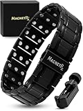 MagnetRX® Titan Magnetarmband für Herren mit dreifacher Stärke – Magnetbänder mit hochwertigem Faltverschluss und verstellbarer Länge mit Sizing Tool (Schwarz)