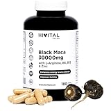 Maca Schwarze Peruanische 30000 mg. 180 vegane Kapseln für 2 Monate. Maca-Extrakt mit L-Arginin, Zink und den Vitaminen B6 und B12. Hilft, Energie, Kraft und körperliche Leistung zu steigern