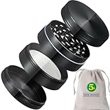 Antonki Pollen Grinder Crusher für Spice, Gewürze, Kaffee 4-teiliges Set mit Pollen Scraper (Nickel-Schwarz) - 5 cm