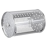 Housoutil Edelstahl Heißluftfritteuse Drehspieß Korb mit Beweglicher Tür Hitzebeständig Rostfrei Backofenzubehör für Trockenfrüchte und Grillen Silbergrau