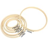 6 Stück Stickrahmen Set aus Bambus, embroidery hoop rund, glatter stickring, verstellbar, stickrahmen holz für Kreuzstich, DIY & Deko, stickrahmen klein in 3/4/5/6,3/7/8 Zoll