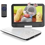 YOTON 12,5' Tragbarer DVD Player mit 10,5' HD-Drehbildschirm für Auto, inkl. Autoladegerät, Netzteil, Akku, USB/SD-Karten & TV-Sync, Weiß [Blu-ray Nicht unterstützt]