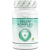 Selen 3-fach Komplex - 365 Tabletten mit je 200 µg - Premium: Natriumselenit, L-Selenmethionin, Selenhefe - Vegan - Hochdosiert - Laborgeprüft