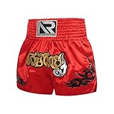 TiaoBug Kinder Muay Thai Fight Shorts Jungen MMA Shorts Trainingsshorts Buchstaben Kampfshorts Breiter Dehnbund Kickboxing Shorts Rot 140-152