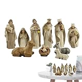 Kixolazr Weihnachts Krippen Set,Kunstharz Krippenszene Dekoration,Weihnachtliche Tischdekoration Figuren - Für Wohnzimmer Esszimmer Schlafzimmer Arbeitszimmer Bücherregal Home Office Schule Wohnung