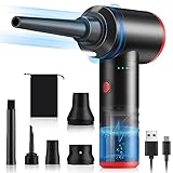 BUDOCI Elektrische Staubgebläse Druckluftspray,3-Gang 100000 U/min Compressed Air Duster für PC Reinigung,6000 mAh Akku Electric Schnellladung Dust Blower mit LED für Tastatur,Sofa,Bürogeräte,Auto