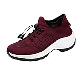 Garneck Leichte Damen Sportschuhe Frühling Sommer Atmungsaktive Maschen Sneakers mit Elastischem Gewebe rutschfeste Lauf Freizeitschuhe Bequeme Freizeit Tanzschuhe in Zimtrot