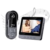 Zeerkeer Funkklingel mit Kamera Türklingel mit Kamera 2.4g Video Türklingel Kabellos mit Video-Zwei-Wege-Sprechanlage, 170 ° Großer Weitwinkel, Erfassung, Echtzeit-Ansicht, Regenfest