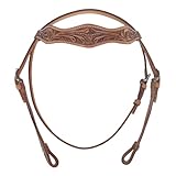 Brama West Westerntrense „Utah“ – Elegantes Zaumzeug aus Leder mit floraler Handpunzierung - stilvolle Kontrastnähte & Chicago-Schrauben – Braun (ohne Zügel) Gr. Cob