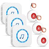 Chunhee Wireless Mobiler Alarm Notruf Knopf Senioren Notruf Pflege Klingel 55 Klingeltöne 150M Empfangsreichweite Notrufknopf für Senioren Geeignet für ältere Menschen/Patienten/Schwangere