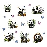 Panda wandaufkleber, Wandtattoo Panda Bären und Bambus Wandsticker Kinderzimmer Wandaufkleber Babyzimmer Schlafzimmer Wohnzimmer Wanddeko