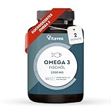Omega 3 Wildfischöl 2000mg - 1000mg EPA, 500mg DHA, 60 Omega 3 Kapseln hochdosiert - Herz- & Gehirnfunktion, Sehkraft - 2 Monate - Vitavea