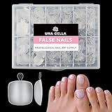 UNA GELLA Quadrat Fußnägel zum Aufkleben 216 Stück 12 Größen Matte Kurze Quadratische Künstliche Fussnägel zum Kleben Press on Nails Tips Falsche Soft Gel Toenails Set Matte Für DIY Nagelstudio