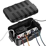 RESTMO große wasserdichte Kabelbox für den Außenbereich (Outdoor), IP54 wasserdicht, wetterfester Elektrokasten zum Schutz von Verlängerungskabel, Steckdosenleisten, Außensteckern (32x22x13cm)-Schwarz