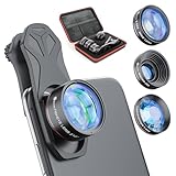 Selvim Handy Objektiv Kamera Linse Kit, Lens Set 0,62X Weitwinkel + 25X Makro + 235° Fisheye Objektiv +Kaleidoskop-Linsen mit Universal Klammer für iOS und Android Smartphone, Tablets