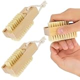 Amabro 2 PCS Holznagelbürste, Nagelschrubberbürste für die Reinigung von Fingernägeln Zehennägeln Zweiseitige Handnagelschrubberbürste Fingernägelbürste mit steifen Sisalborsten Maniküre