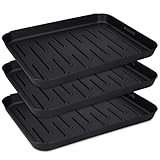 Navaris 3X Schuhablage Schuhabtropfschale klein - Schuhablage schmal 35x27x2,5cm - Erhöhter Rand - Schuhmatte Abtropfschale Schwarz für Schuhe - Schuhwanne Abtropfmatte Schuhtablett