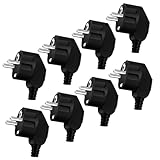 8 Stück Schuko Stecker 250V/16A Eurostecker Stromstecker Winkelstecker Stromstecker Schutzkontakt Stecker für 8-10mm Kabel für Haushaltsgeräten Kleingeräten