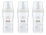 NUK Perfect Match Multipack | 3er Flaschen-Set | mit weichem Silikon-Trinksauger | 260 ml | ab 3 Monate | BPA-frei | Anti-Colic | mit Temperature Control | weiß