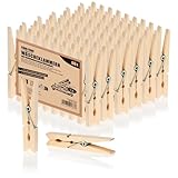 com-four® 60x Wäscheklammern aus Holz - Nachhaltige Holzklammern aus Birkenholz - unbehandelte Holzwäscheklammern zum Wäscheaufhängen und Basteln (060 Stück - Birke)