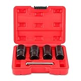 Felgenschloss Knacker, 5-teiliges Felgenschloss-Schrauben Schlagausdreher Schraubenausdreher Mutter Entferner mit 1 geraden Stange, Grip-Mutter-Schraube