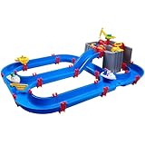 AquaPlay Harbour Wasserbahn - Outdoor-Wasserspiel mit Bahn, Booten und 2 Spiel-Figuren - Wasserspielzeug für Kinder ab 3 Jahre, 128 x 93 x 40 cm