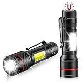 Lsnisni Klein LED Taschenlampe 2 Stück, Magnet & COB, 1500 Lumen Mini Taschenlampen USB Aufladbare mit Stahlclip, Zoombare, 3 Modi, Tragbar und IPX5 Wasserdicht für Camping, Wandern und Reparieren