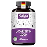 L-Carnitin Kapseln Hochdosiert - 180 Vegane Kapseln, 3000 mg L Carnitin Tartrat pro Tagesdosis - Premium Qualität & Laborgeprüft - Reine, Stabilste Form für Optimale Aufnahme