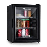 Klarstein Mini Kühlschrank mit Glastüre, Getränke, Snacks & Kosmetik, Klein & Leise, Verstellbare Ablagen, Skincare Kühlschrank 12-18°C, 42L