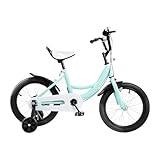 HKDAZZLYN 16 Zoll Kinderfahrrad für ab 5-10 Jahre Jungen & Mädchen, Kinder Fahrrad mit Stützrädern, Fahrrad für Kinder, HöHenverstellbar Kinderfahrräder für Schulung Outdoor Reiten (Grün)