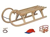 Set Hörnerschlitten Schlitten Tatry 2/110 + Zugleine (130cm) + Sitzlehne + Sitzsack Holzschlitten Länge 110cm Rodel Rodel Abfahrt Rodelschlitten
