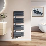 EMKE Badheizkörper mit Multiblock 1041x400 mm, Handtuchheizkörper Seitenanschluss Badheizkörper Handtuchhalter Handtuchwärmer Handtuchtrockner Heizkörper Flach Bad Handtuchheizung Anthrazit 478W