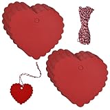 Wisebom 100 Stück Preisschilder Anhänger, Etiketten für Kleidung, Kraftpapier Preisetiketten mit Faden, Preisetiketten Anhänger Etiketten für Weihnachten Hochzeit Kleidung Schmuck (Rote)