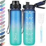 OKKLE Trinkflasche 1L BPA freie Wasserflasche mit Verschlussdeckel und auslaufsicher, geeignet für Fitnessstudio, Schule, Radfahren, Outdoor, Sport, Fitness