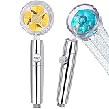 WANGCL 2 x Hochdruck-Duschköpfe Handbrause mit Filter, Turbo-geladener Propeller-Dusche, Ein-Tasten-Pause-Schalter, 360 Grad drehbar, Blau und Gold