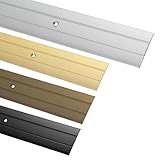 Gedotec Übergangsprofil zum Schrauben Alu Silber 200 cm | Länge 2 m Breite 37 mm | 1 Stk Übergangsschiene für Fußböden - Aluminium Boden-Leiste | Übergangsleiste gelocht | Bodenprofil für Türschwelle