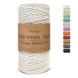 OurTop Premium Makramee Garn Natur, 3mm x 100m Macrame Cord Makramee Schnur Makramee Kordel, Garn für DIY Handwerk, Weben Dekoration, Hängepflanze Pflanze Aufhänger