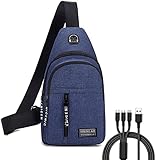 ANSAIR Kleine Umhängetasche for Männer, modische Herren-Umhängetasche, Sling-Brusttasche, Segeltuch, USB-Aufladung, Sport-Crossbody-Handtasche for Männer (Color : Blue)