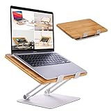HENNEZ Laptop Ständer Holz höhenverstelbar- Laptop Stand - Notebook Ständer/MacBook Ständer - Laptopständer - Laptop Halterung Schreibtisch - Laptop Erhöhung für Schreibtisch - Laptop Ständer