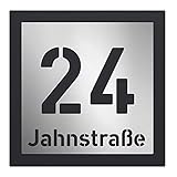 AlbersDesign - personalisierte Edelstahl-Hausnummer, zweiteilig mit 3D Effekt, Rückwand pulverbeschichtet in RAL7016, Frontblende in Edelstahl (V2A) gebürstet