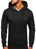 BOLF Herren Kapuzenpullover Hoodie Sweatshirt mit Kapuze Pullover Pulli Langarmshirt Freizeit Sport Fitness Outdoor Casual Style 2009 Schwarz L [1A1]