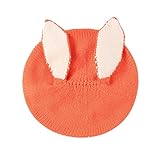 Damenhut Elegant Säuglingsbaby-Mädchen-weicher Warmer Strickmütze-Winter-Patchwork-Kaninchen-Ohr-Kappen-Hut Baby Winter Strampler Junge (Orange, One Size)