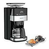 Krups KM8328 Grind Aroma Kaffeemaschine mit Mahlwerk | 24-Stunden-Timer | 180 g Bohnenbehälter | 1,25 L Fassungsvermögen für bis zu 15 Tassen Kaffee | Auto-Off-Funktion | 3 Mahlgrade | Schwarz