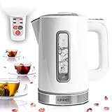 Duronic EK30 WE Wasserkocher 3000 Watt, Wasserkessel mit einstellbarer Temperatur und Thermostat - 40°, 60°, 80°, 100°C, 1,5 L, Warmhaltefunktion, Doppelwandig, Anti-Kalkfilter