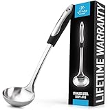 Zulay Kitchen Premium Suppenkelle - 30,5 cm Edelstahl mit rutschfestem Silikongriff