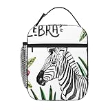 Zebra Und Blumen Gedruckt Mittagessen Tasche Für Frauen Tragbare Isolierte Lunchbox Wiederverwendbare Mittagessen Tote Taschen Für Arbeit Büro Reise Picknick