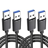 Leloco USB 3.0 Kabel [2 Stück 2M ], 5Gbps USB A Stecker auf A Stecker Datenkabel Verbindungskabel Kompatibel mit HDD, Drucker, Festplattengehäusen, Kameras, DVD, Laptop usw (Schwarz)
