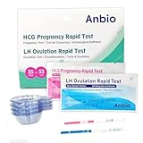 Anbio 55 Ovulationstest 25 miu/ml + 25 Schwangerschaftstest Frühtest 10 miu/ml - im Breite 5 mm, Zuverlässiger und Schneller Schwangerschaftstest