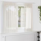 Voile Vorhänge aus Polyester, Semi-transparent mit Stangentasche, Sichtschutz, verdunklungsvorhänge, schiebegardinen, Geeignet für Wohnzimmer Schlafzimmer Büro, Creme, 2-teilig 140 x 140 cm